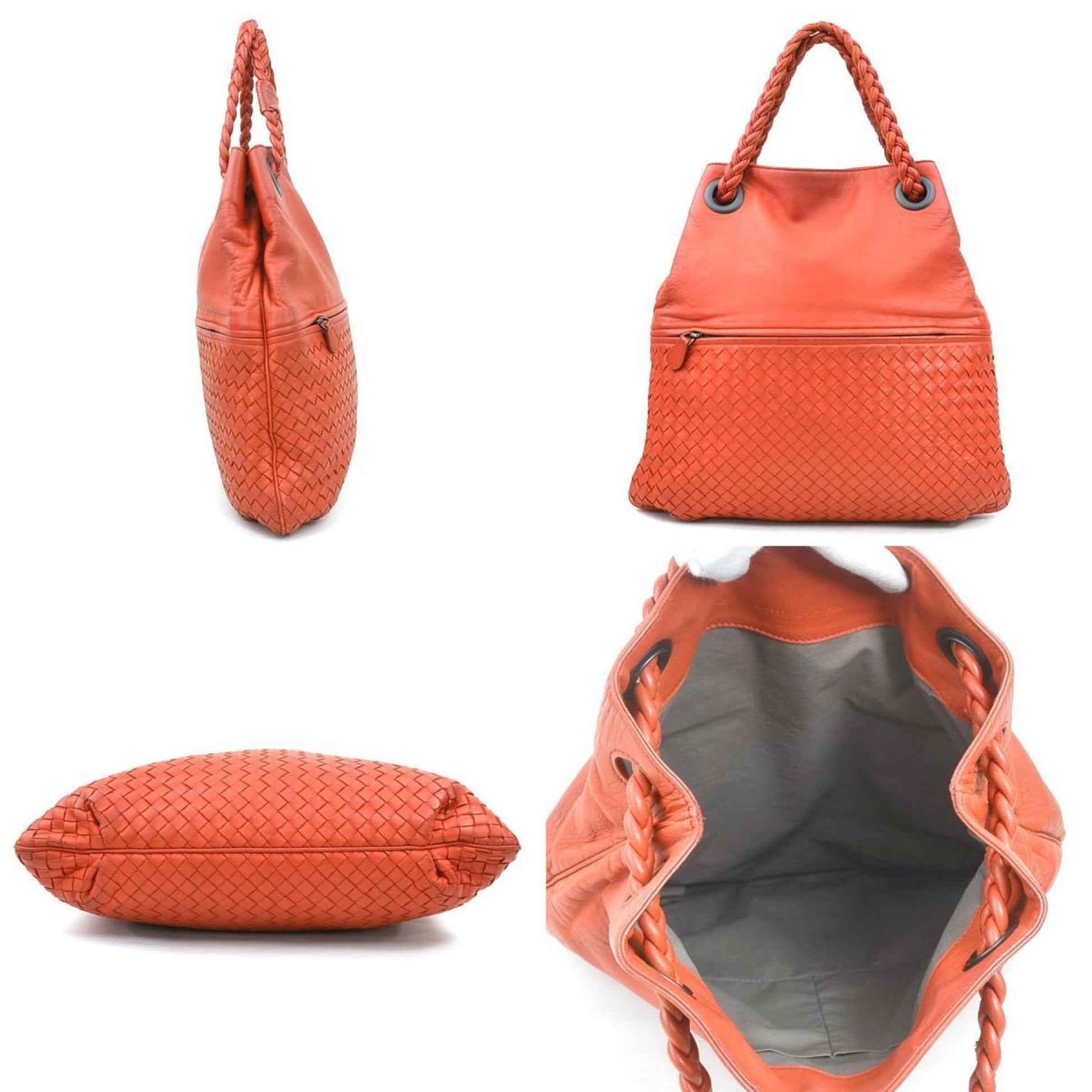 Bottega Veneta Intrecciato, Orange, Leather, handbag