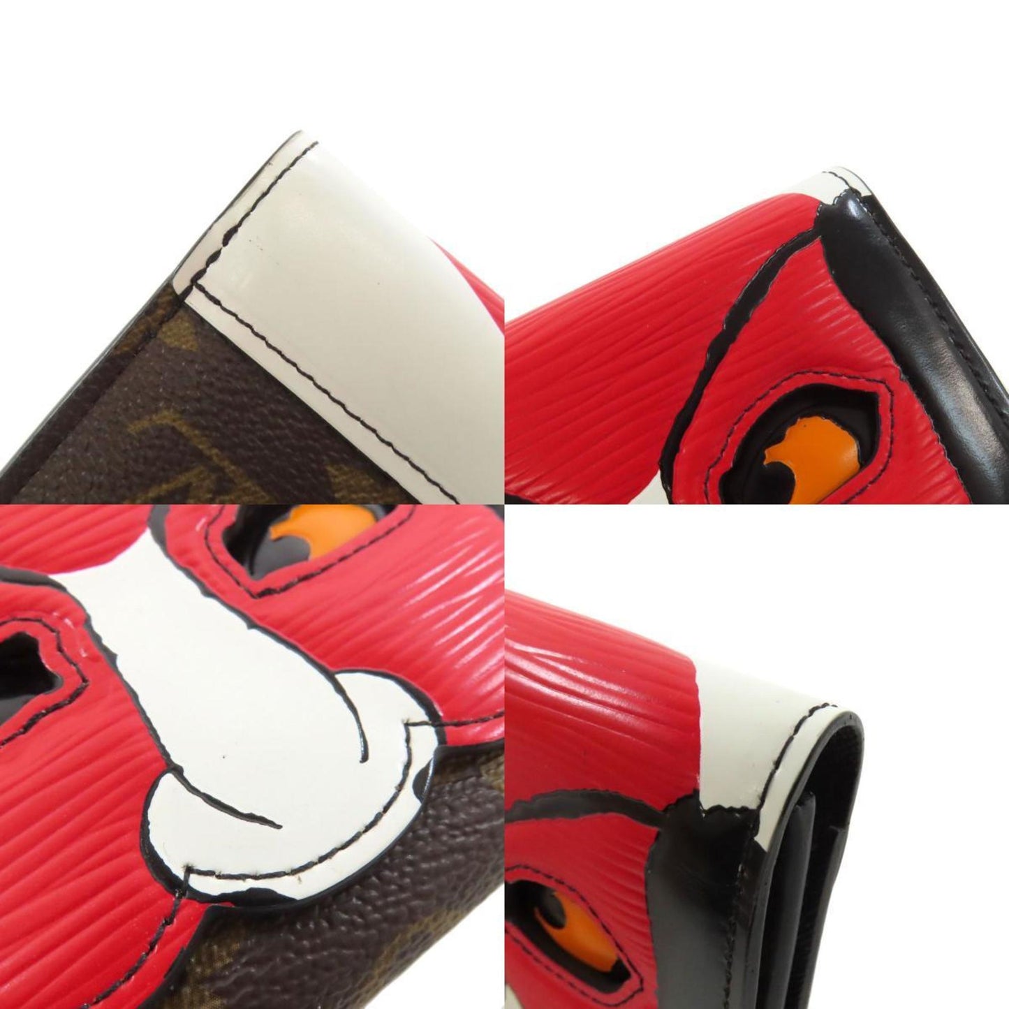Louis Vuitton Kabuki, Red, "CANVAS, LEATHER", wallet