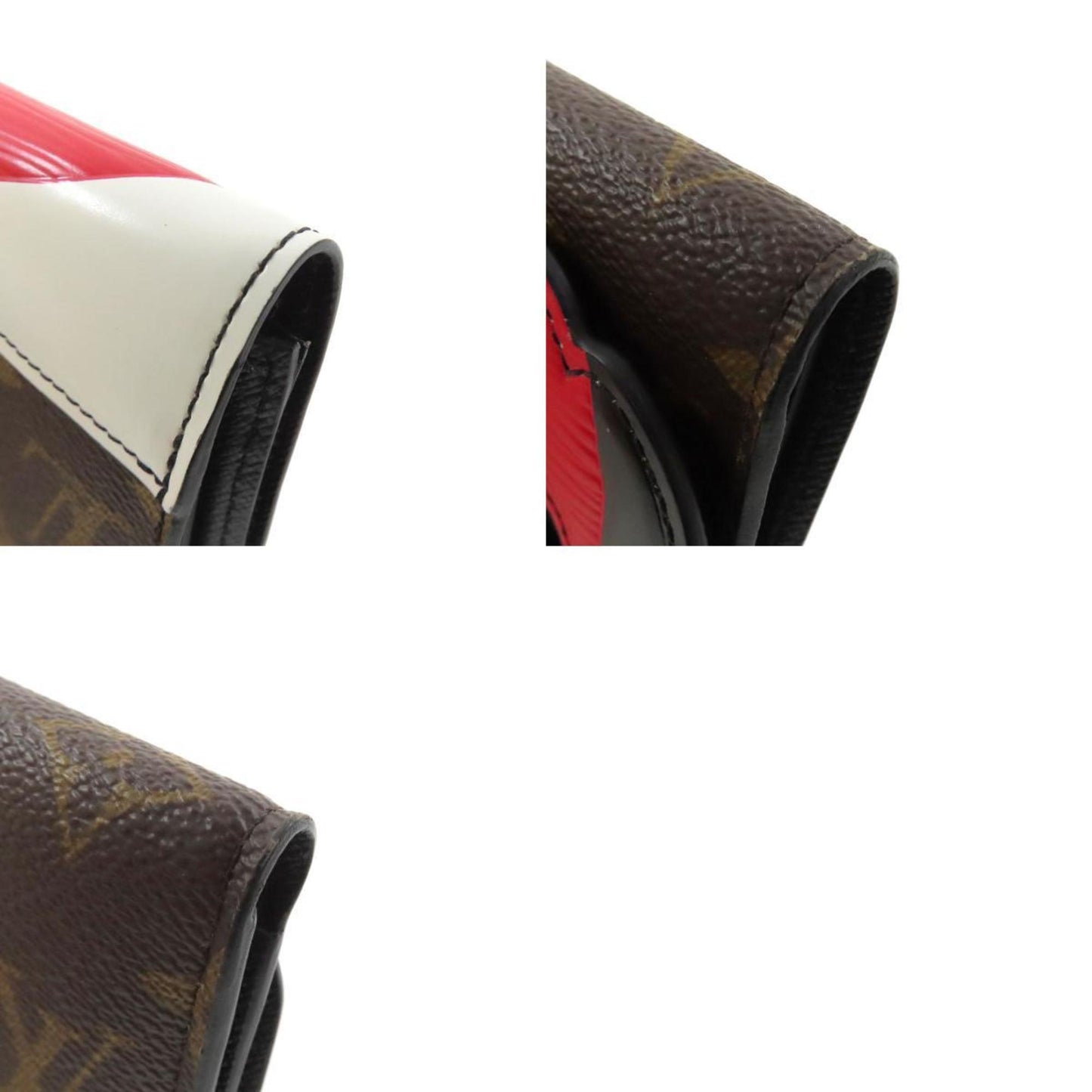 Louis Vuitton Kabuki, Red, "CANVAS, LEATHER", wallet