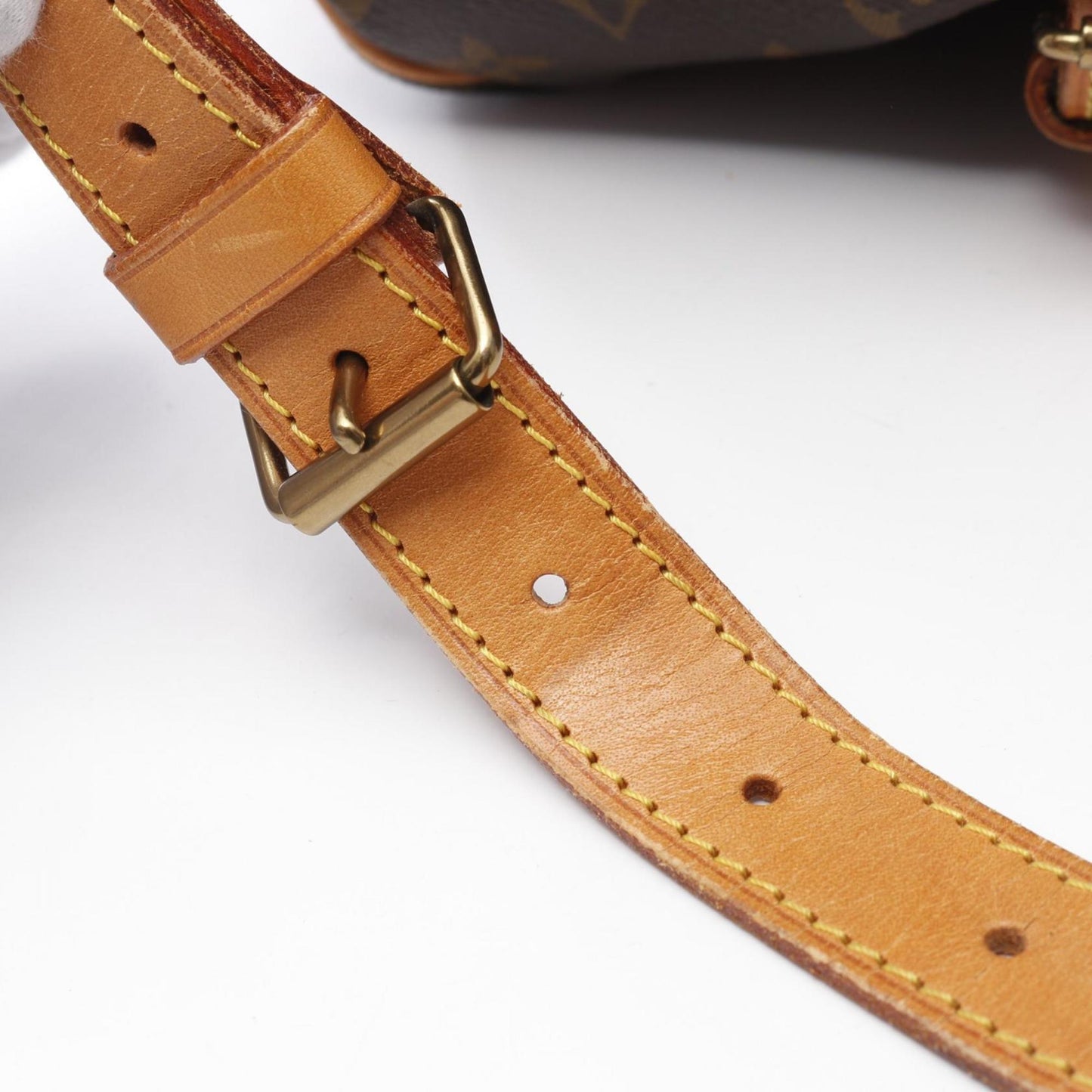 Louis Vuitton Saumur, Brown, "CANVAS, LEATHER", shoulder