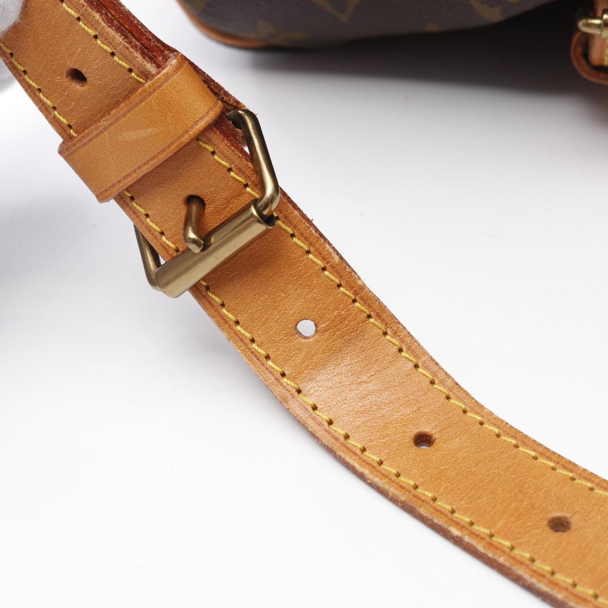 Louis Vuitton Saumur, Brown, "CANVAS, LEATHER", shoulder
