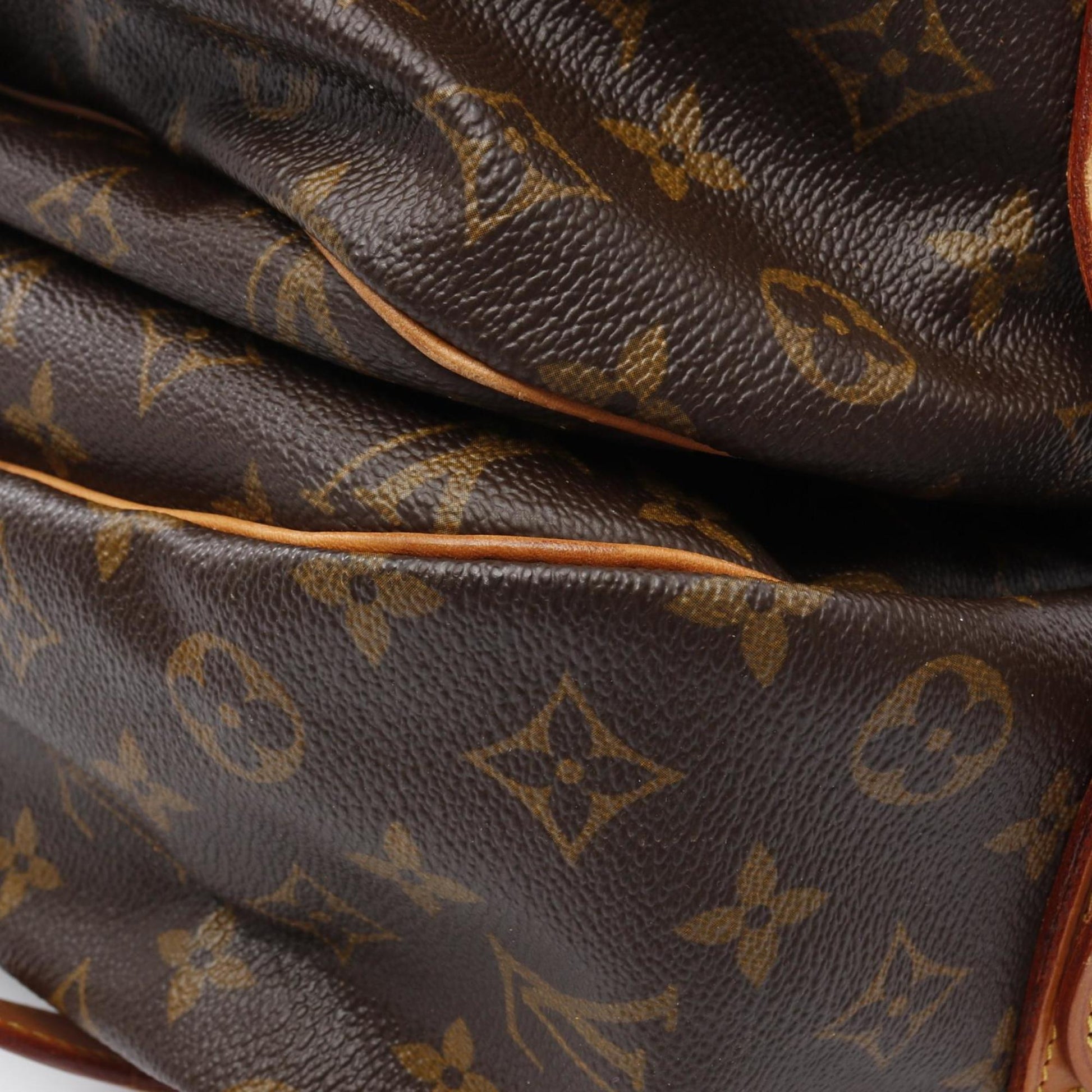 Louis Vuitton Saumur, Brown, "CANVAS, LEATHER", shoulder