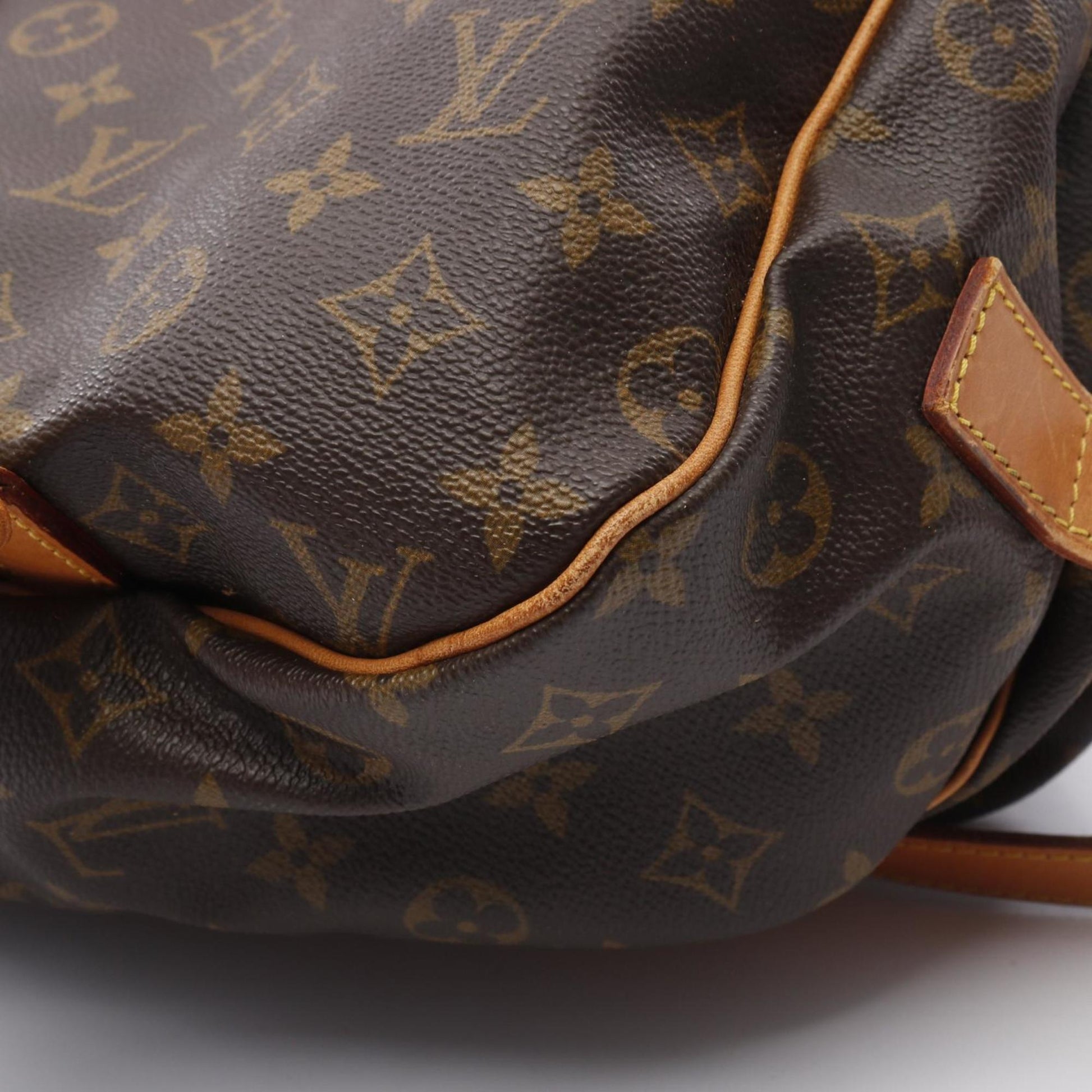 Louis Vuitton Saumur, Brown, "CANVAS, LEATHER", shoulder