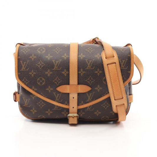 Louis Vuitton Saumur 30, Brown, "CANVAS, LEATHER", shoulder