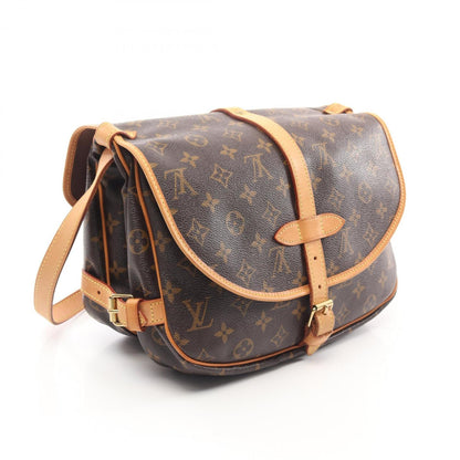 Louis Vuitton Saumur 30, Brown, "CANVAS, LEATHER", shoulder