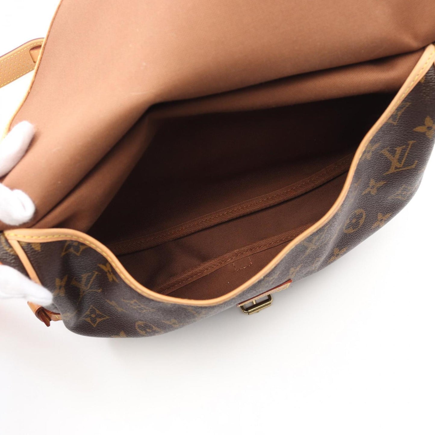Louis Vuitton Saumur 30, Brown, "CANVAS, LEATHER", shoulder
