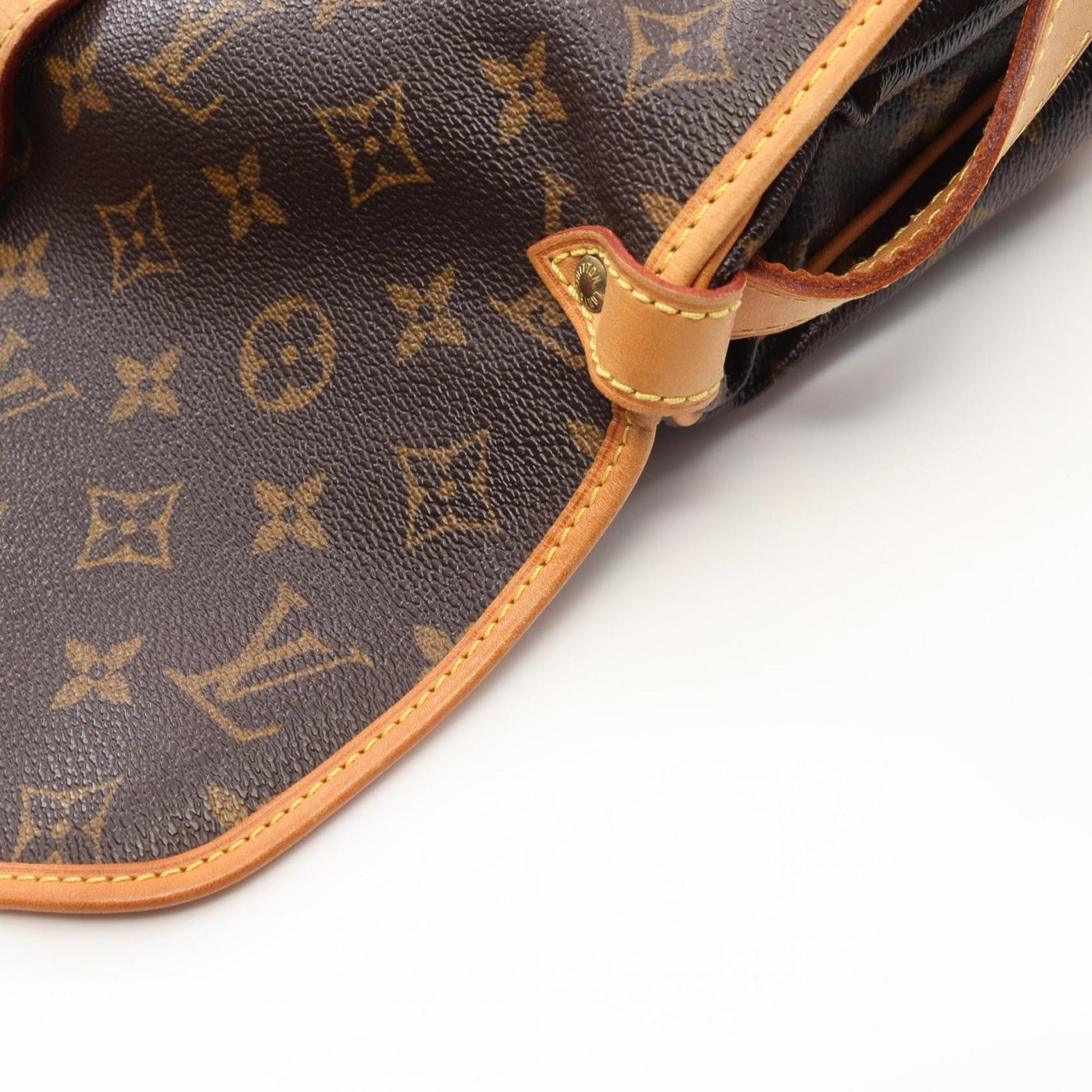 Louis Vuitton Saumur 30, Brown, "CANVAS, LEATHER", shoulder