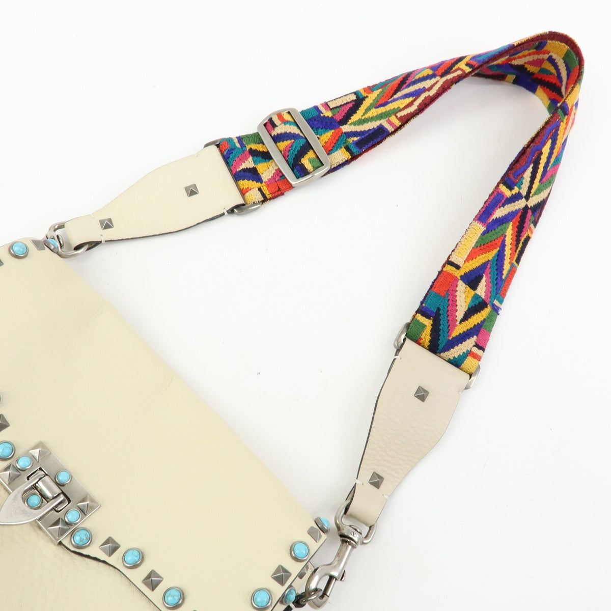 Valentino Garavani Rolling Rockstud Leather with Cabochons, Multicolour, Leather, Crossbody Bag