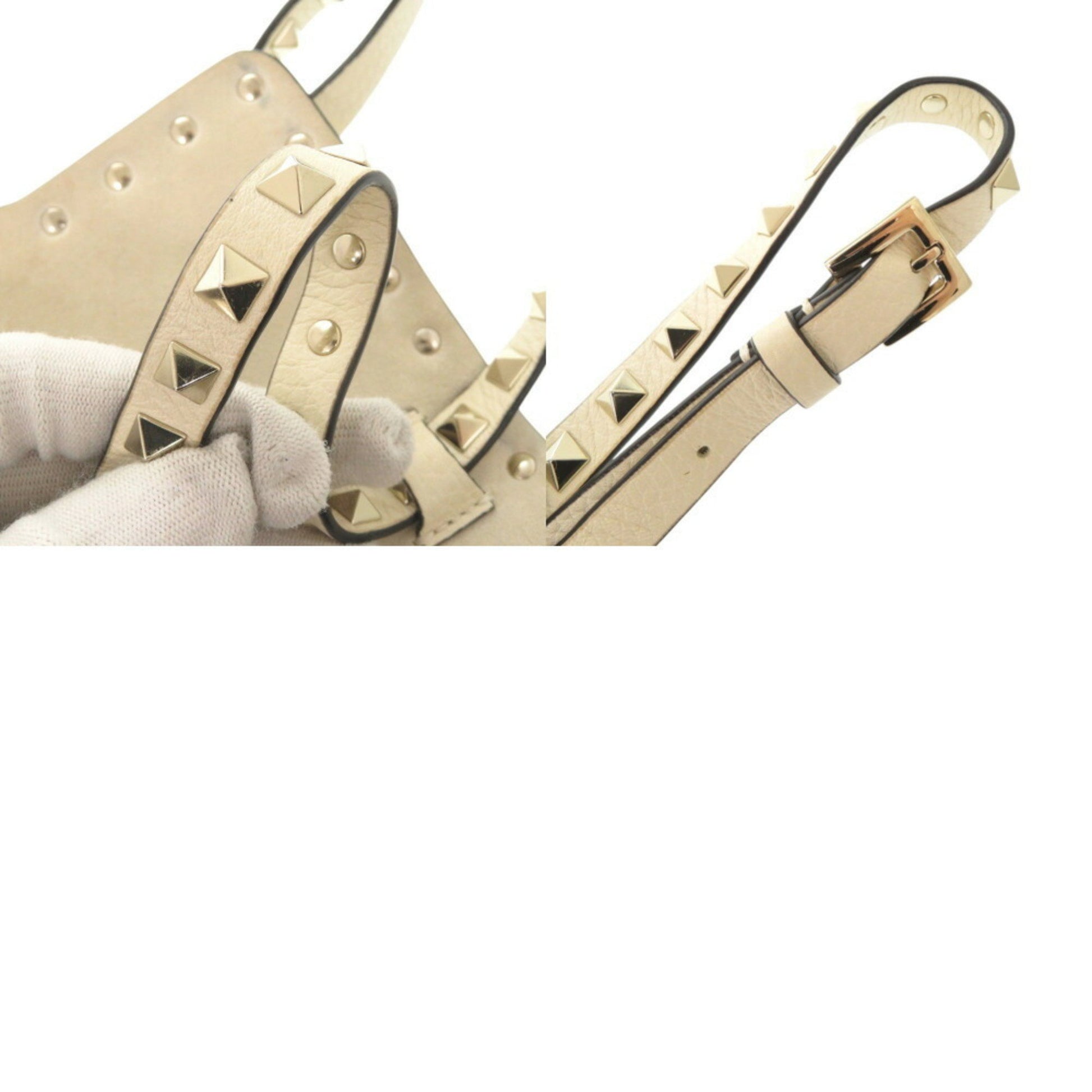 Valentino Garavani Rockstud, Beige, Leather, shoulder