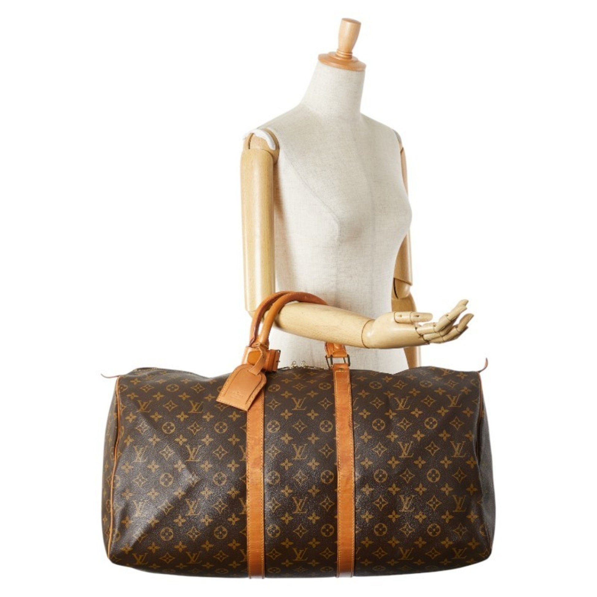 Louis Vuitton Keepall 55, Brown, Canvas, travel