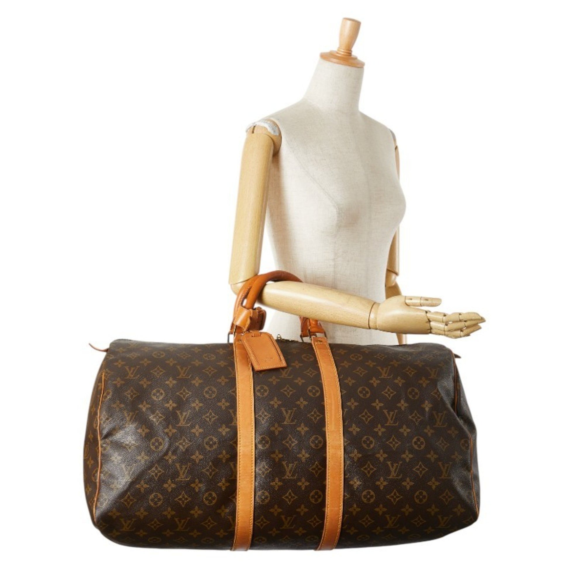 Louis Vuitton Keepall 55, Brown, Canvas, travel