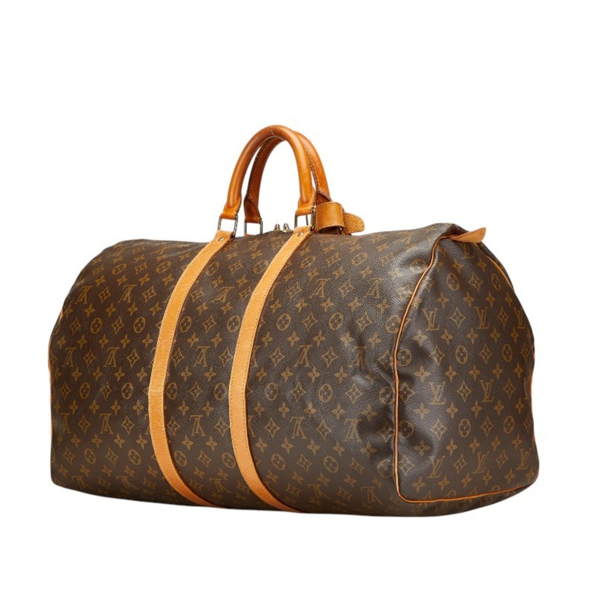 Louis Vuitton Keepall 55, Brown, Canvas, travel