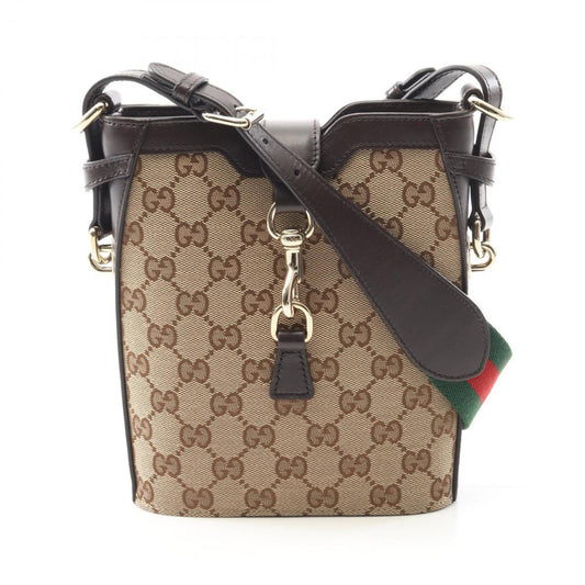 Gucci Mini Bucket Bag, "BEIGE, BROWN", "CANVAS, LEATHER", shoulder