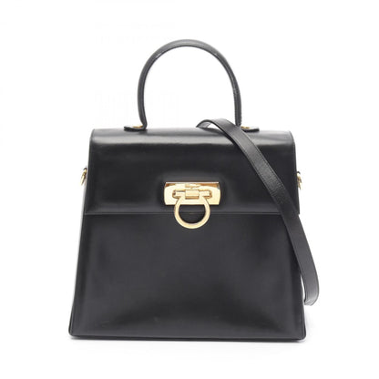 Salvatore Ferragamo Gancini, Black, Leather, handbag