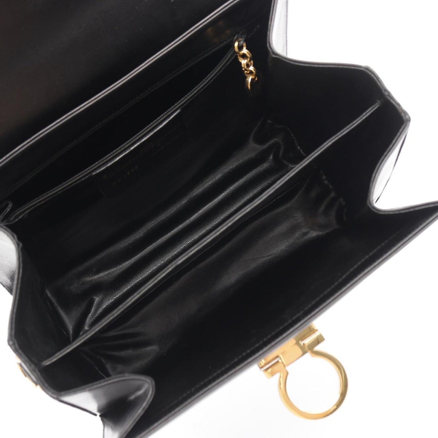 Salvatore Ferragamo Gancini, Black, Leather, handbag