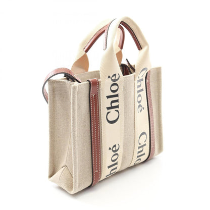 Chloé Woody, Beige, Canvas, handbag