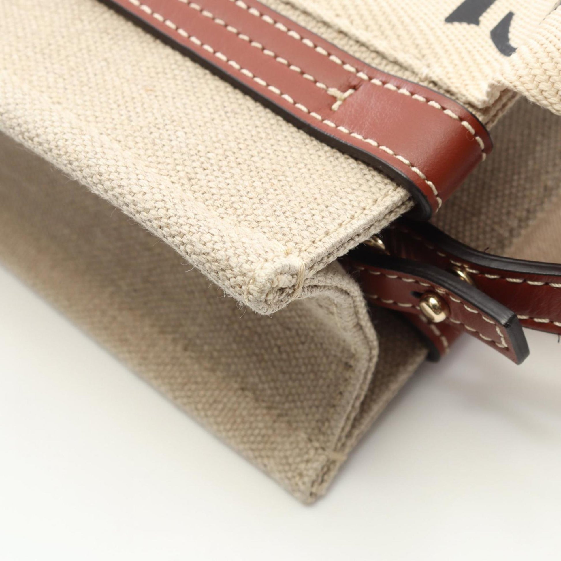 Chloé Woody, Beige, Canvas, handbag