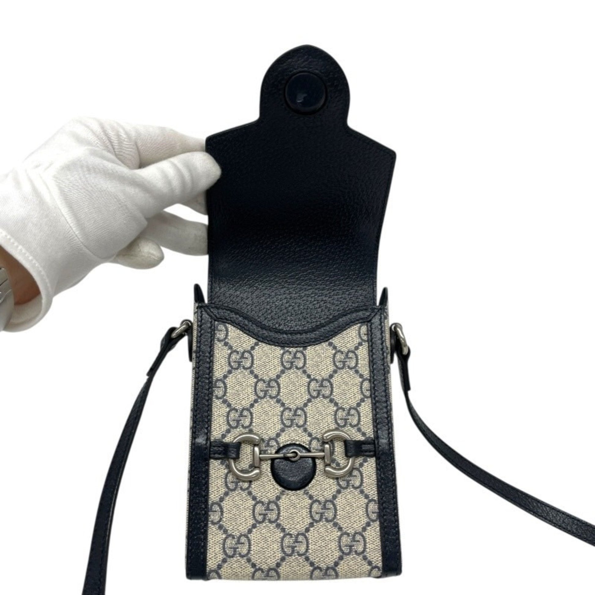 Gucci Horsebit, Navy, Canvas, clutch