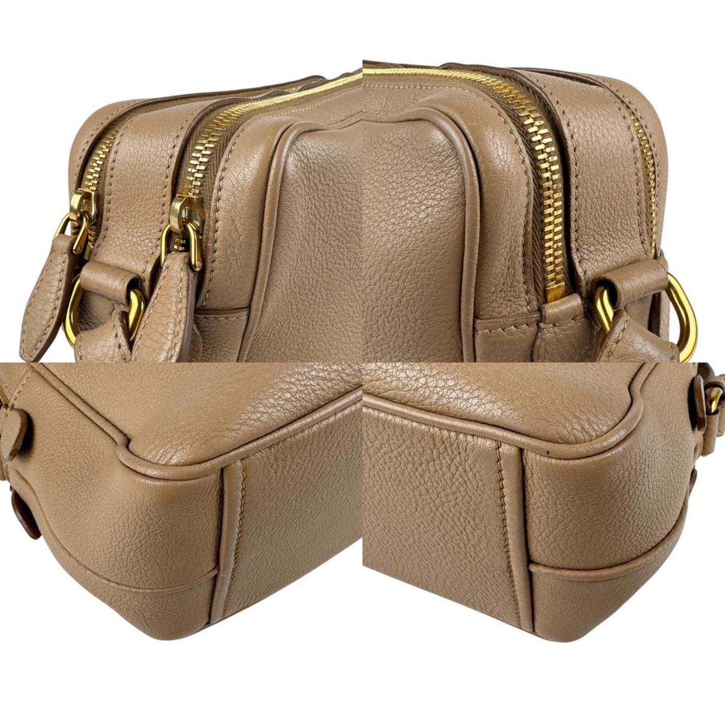 Prada Vitello phenix, Beige, Leather, shoulder