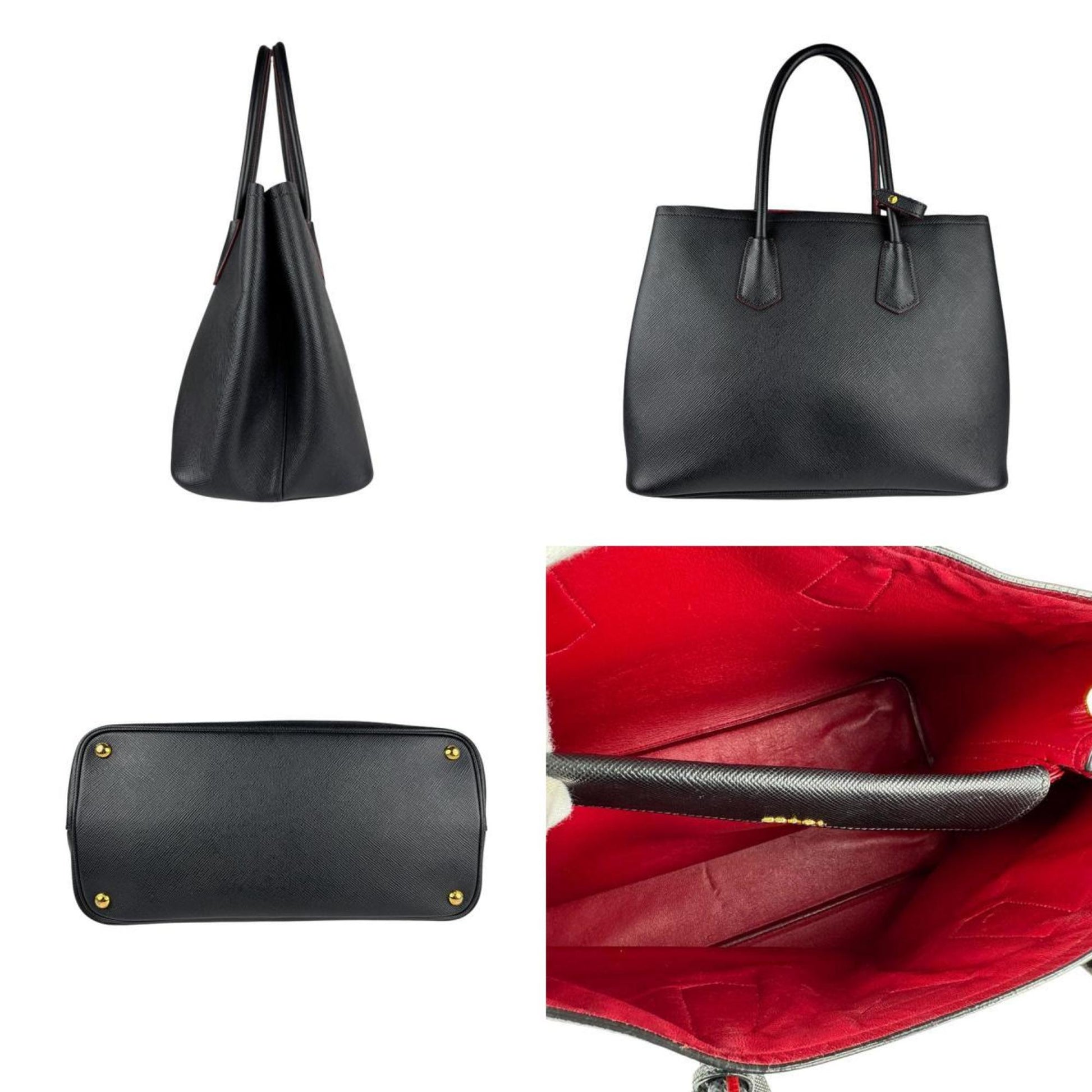 Prada Saffiano, Black, Leather, shoulder