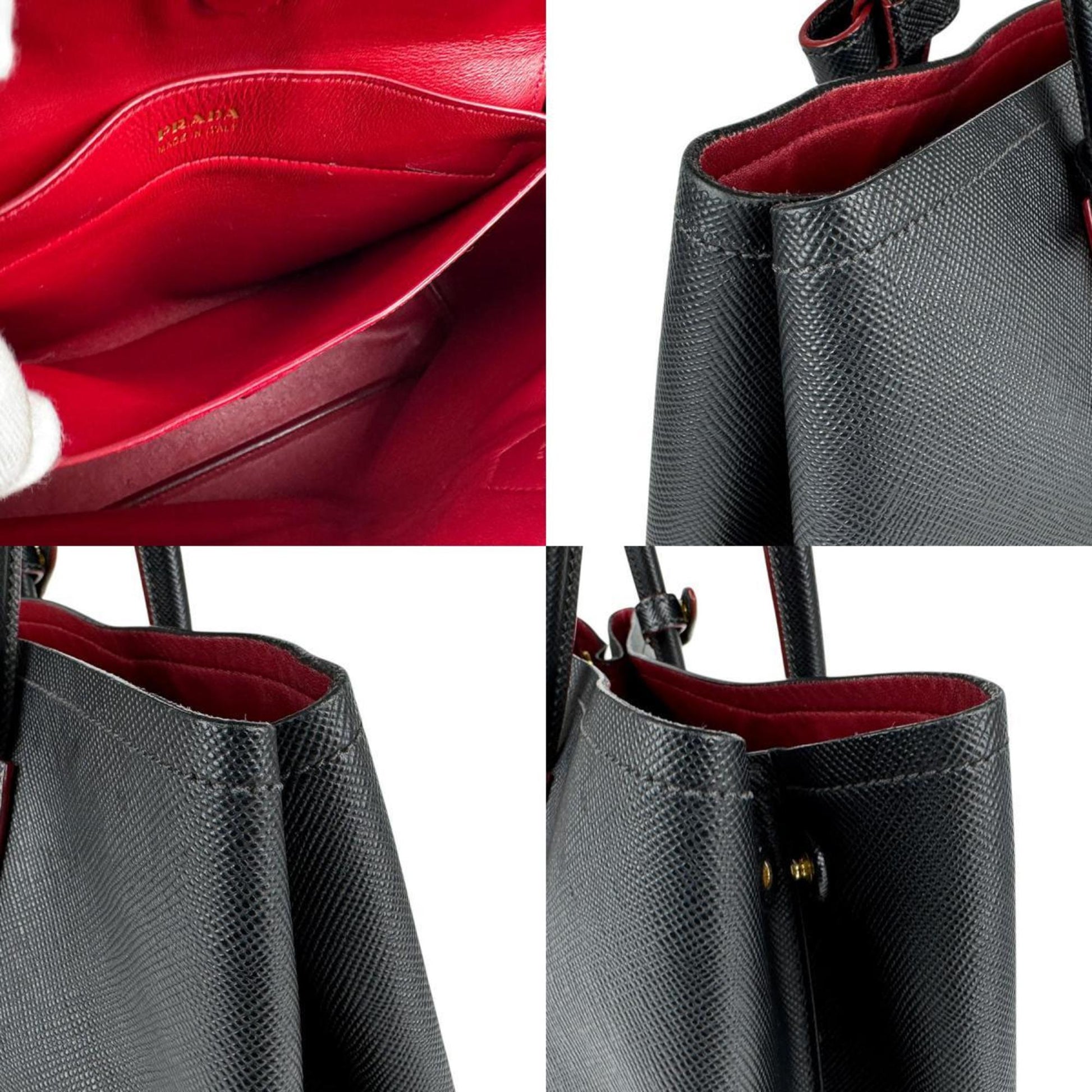Prada Saffiano, Black, Leather, shoulder
