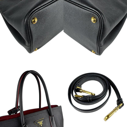 Prada Saffiano, Black, Leather, shoulder