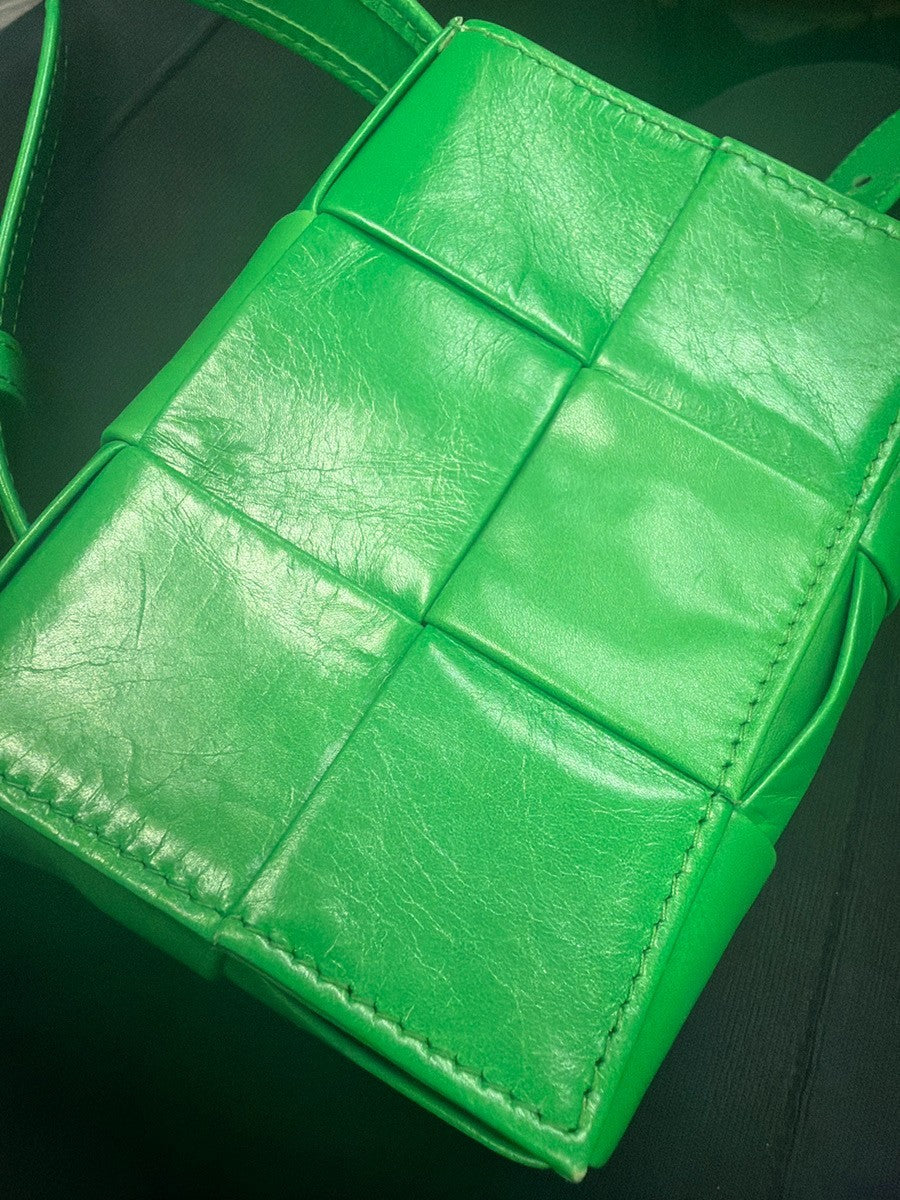 Bottega Veneta Cassette Maxi Intrecciato Leather, Green, Leather, Crossbody Bag