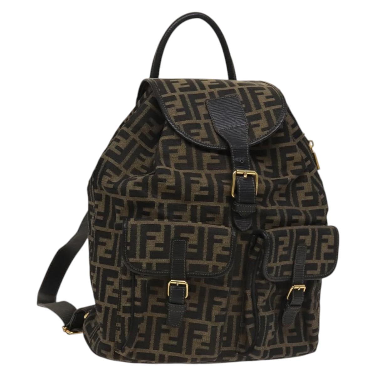 Fendi Zucca, Brown, Canvas, backpack