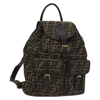 Fendi Zucca, Brown, Canvas, backpack