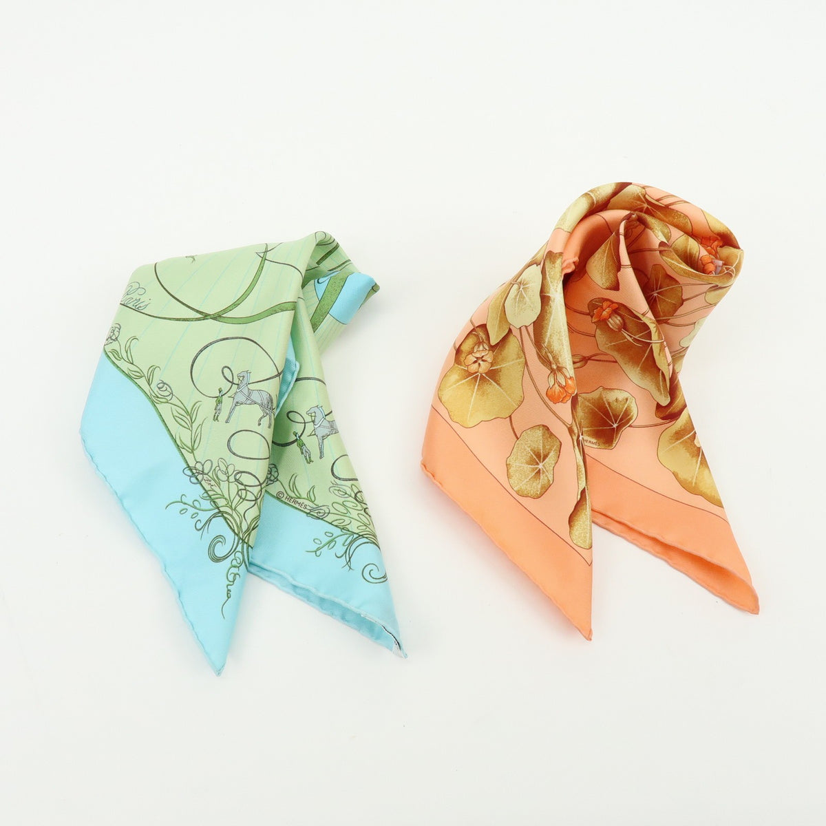 Hermes Carré 45 Les Capucines 100% Silk, Multicolour, Silk, Scarf