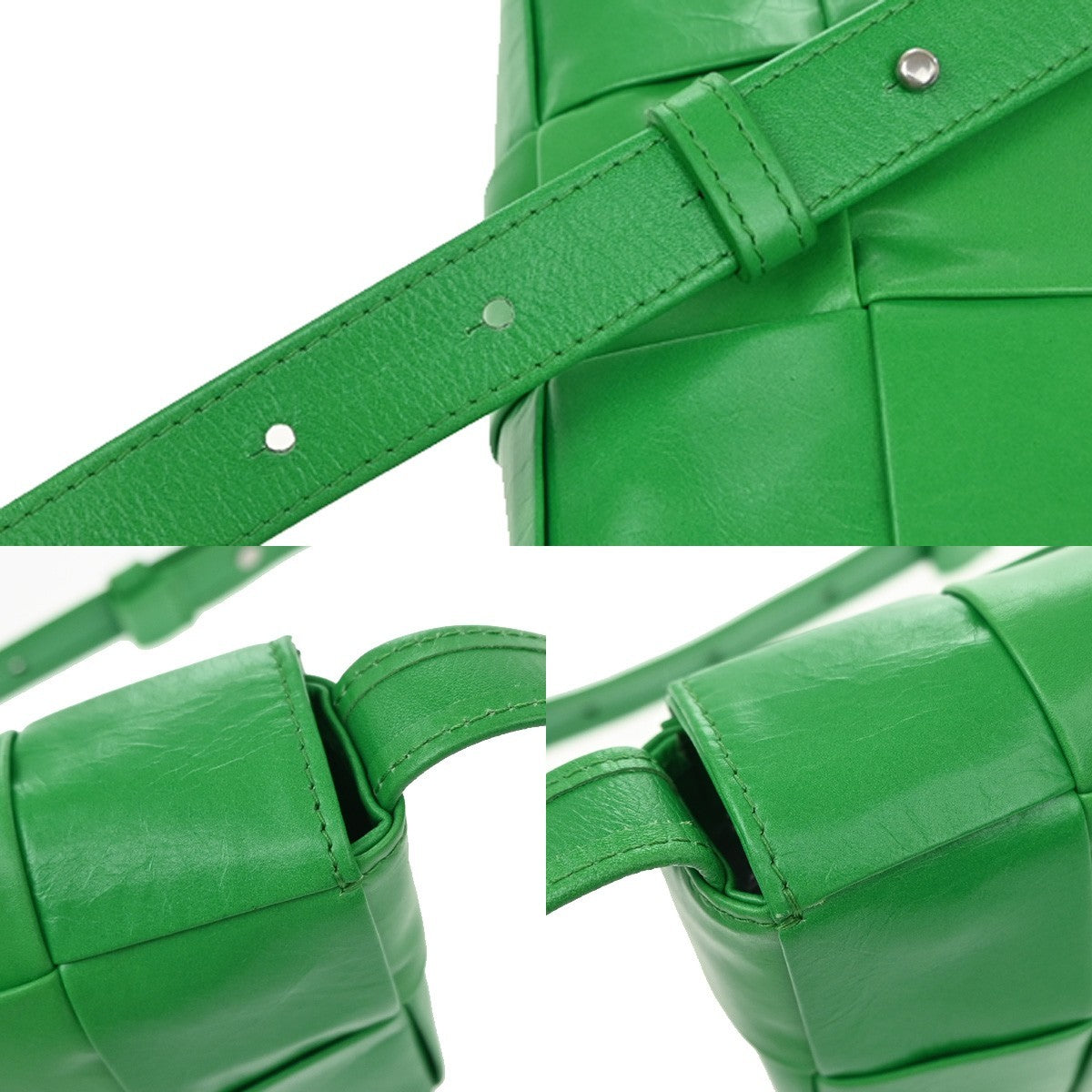 Bottega Veneta Cassette Maxi Intrecciato Leather, Green, Leather, Crossbody Bag