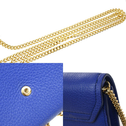 Chloe Aby Chain Leather, Blue, Leather, Shoulder Bag