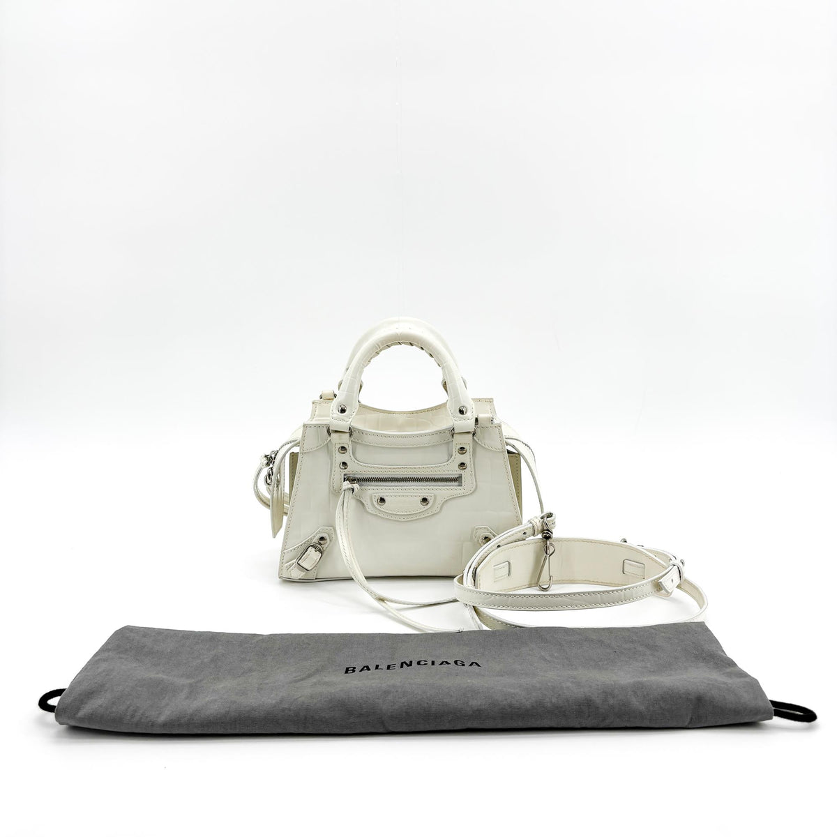 Balenciaga Neo Classic City Leather, White, Leather, Handbag