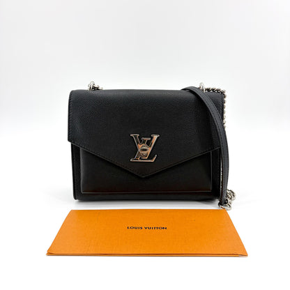 Louis Vuitton Mylockme Leather, Black, Leather, Handbag