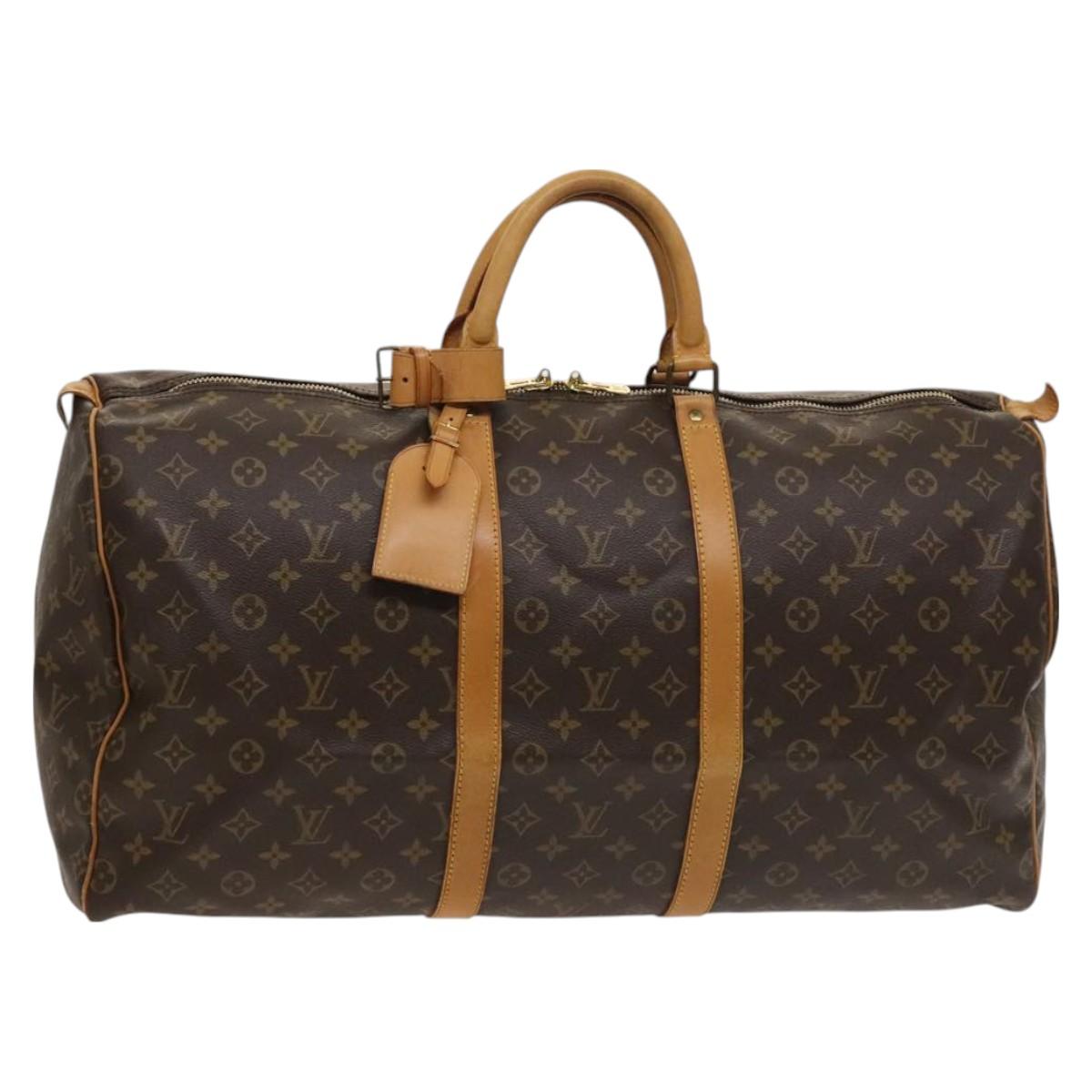 Louis Vuitton Keepall Bag Monogram Canvas, BROWN, CANVAS, Travel bag