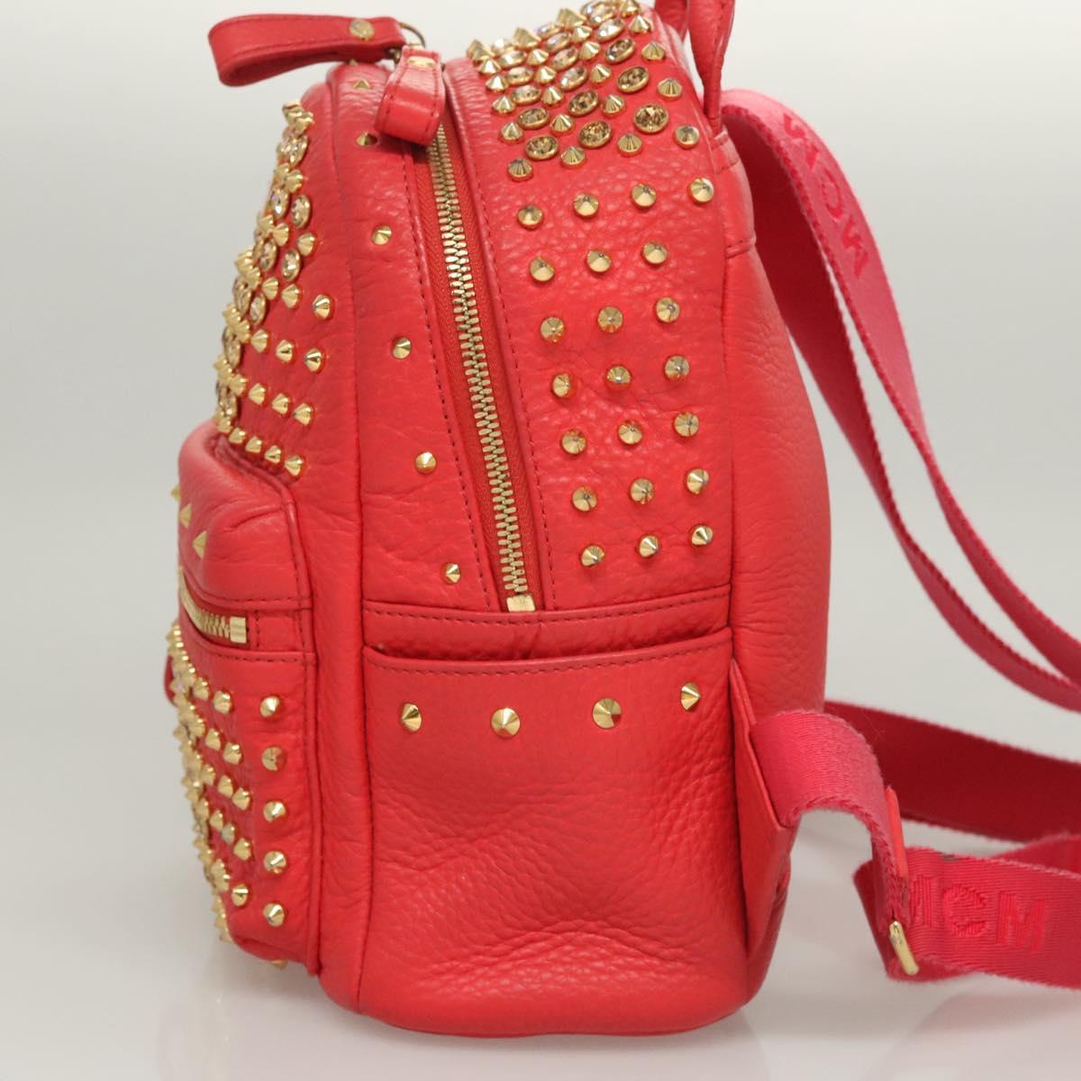MCM Stark, Red, Leather, backpack