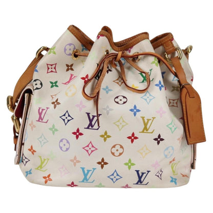 Louis Vuitton Petit Noé, White, Canvas, shoulder