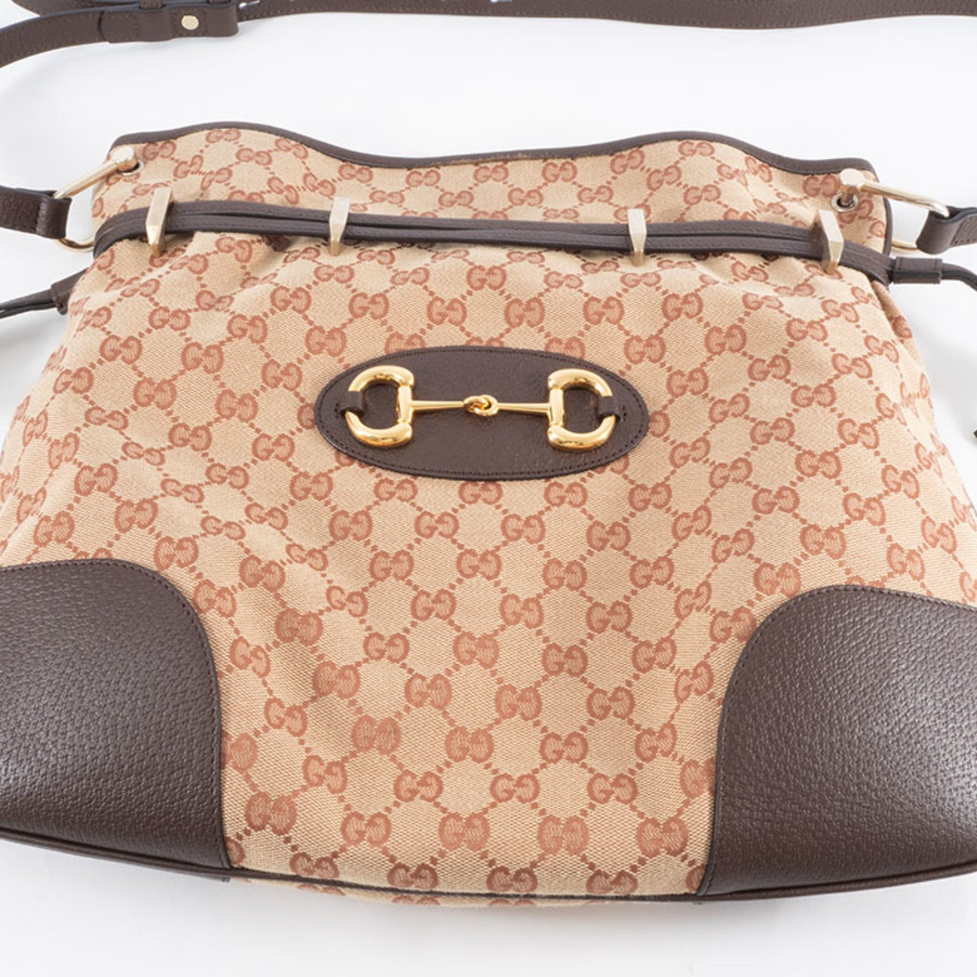 Gucci Horsebit, "BEIGE, BROWN", "CANVAS, LEATHER", shoulder