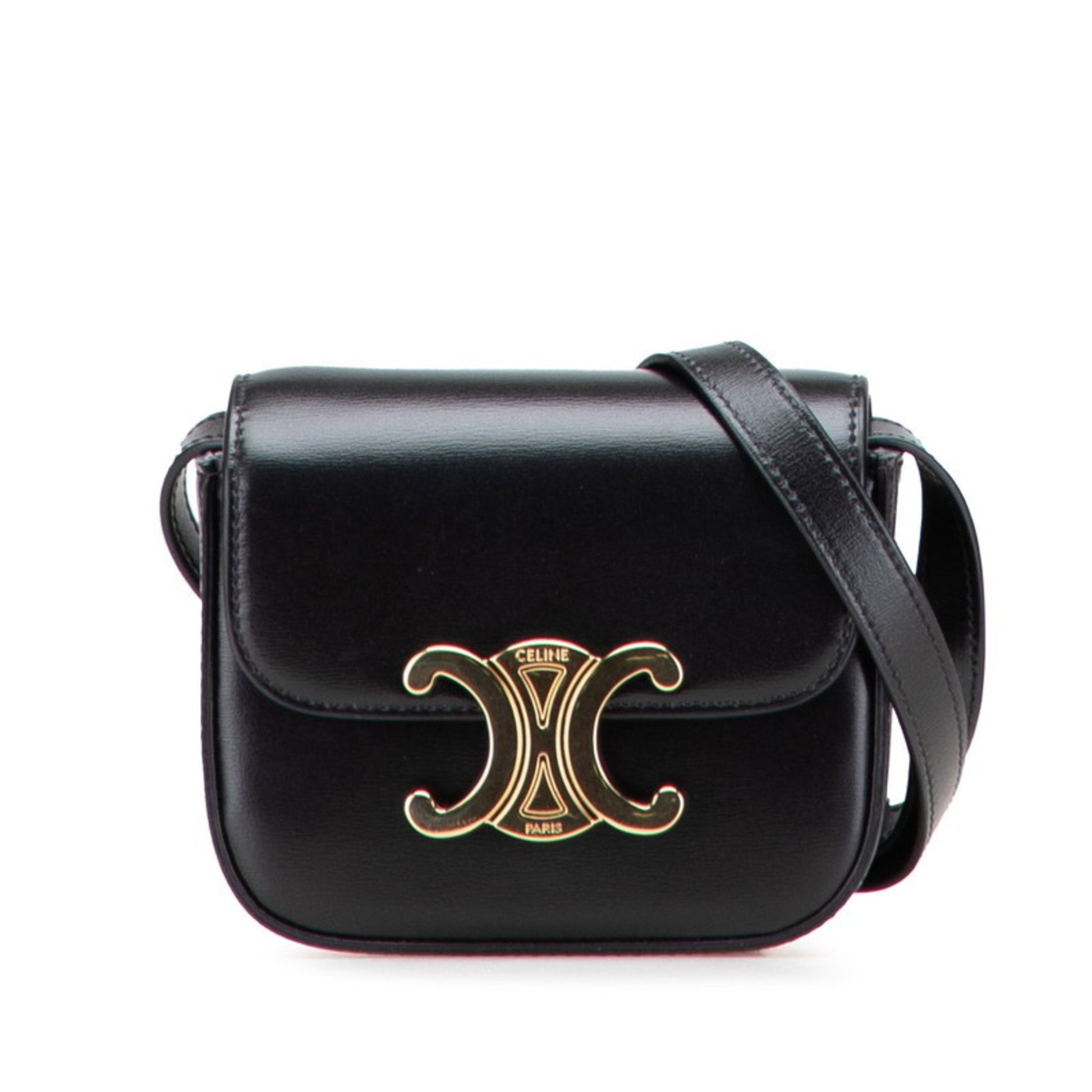 Céline Triomphe Vintage, Black, Leather, shoulder