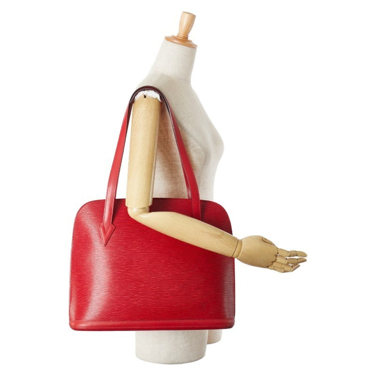 Louis Vuitton Lussac, Red, Leather, tote