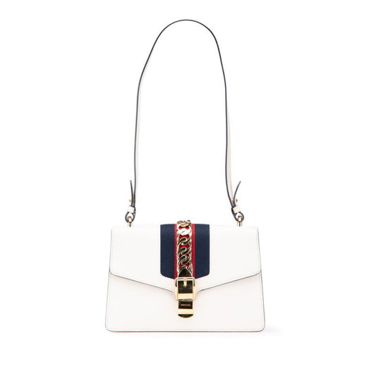 Gucci Sylvie, White, Leather, handbag