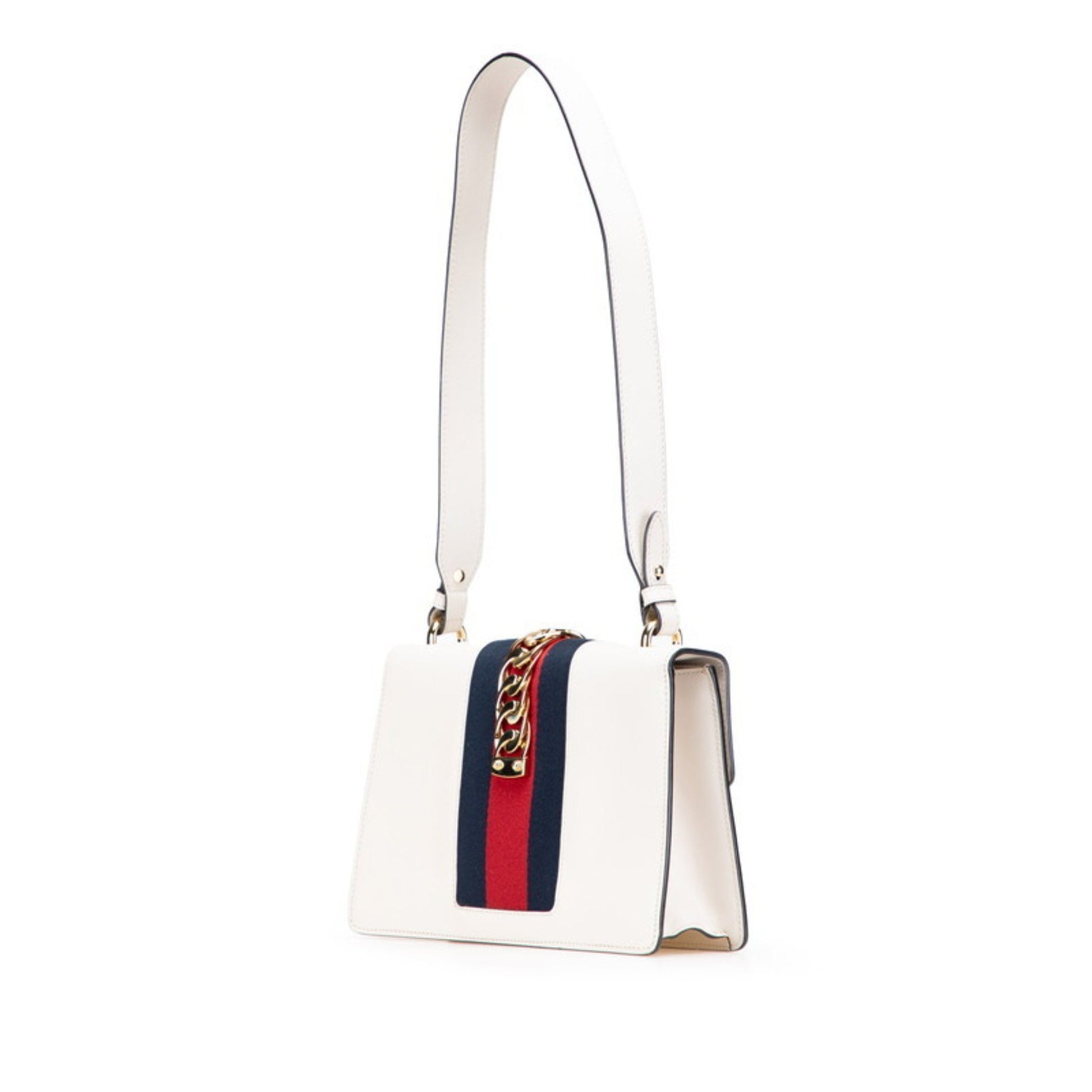 Gucci Sylvie, White, Leather, handbag