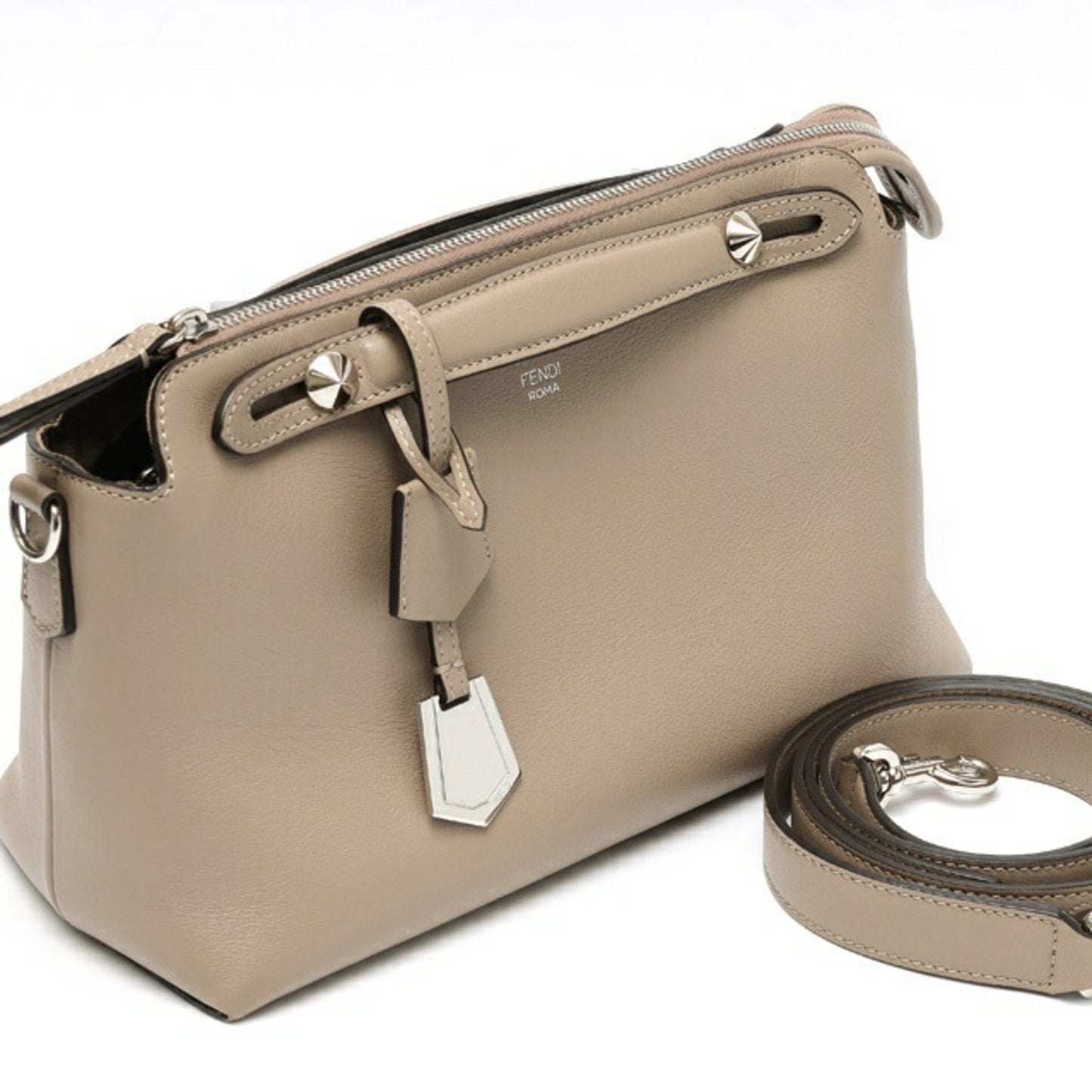 Fendi By the way Medium, Grey, Leather, handbag