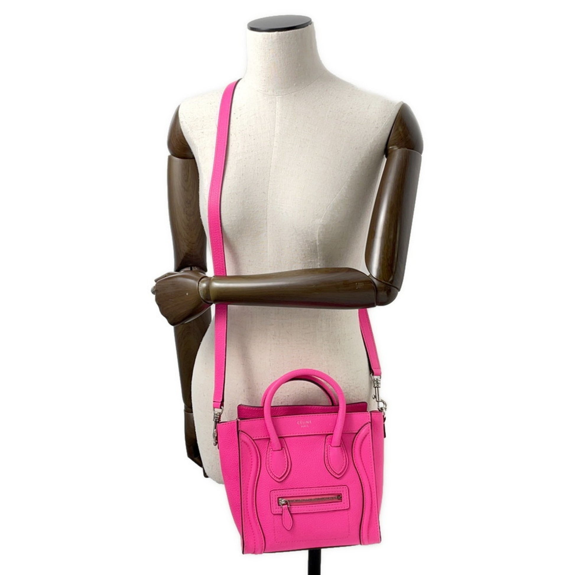 Céline Luggage, Pink, Leather, handbag