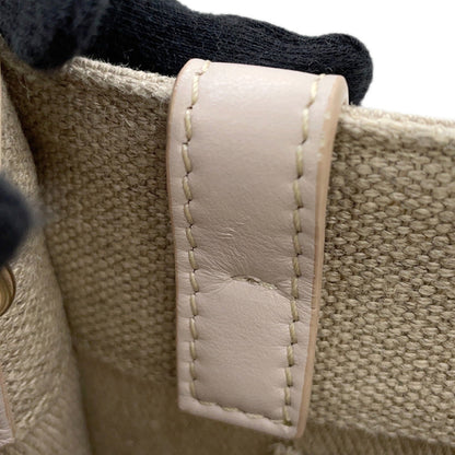 Chloé Woody, Beige, "CANVAS, LEATHER", tote