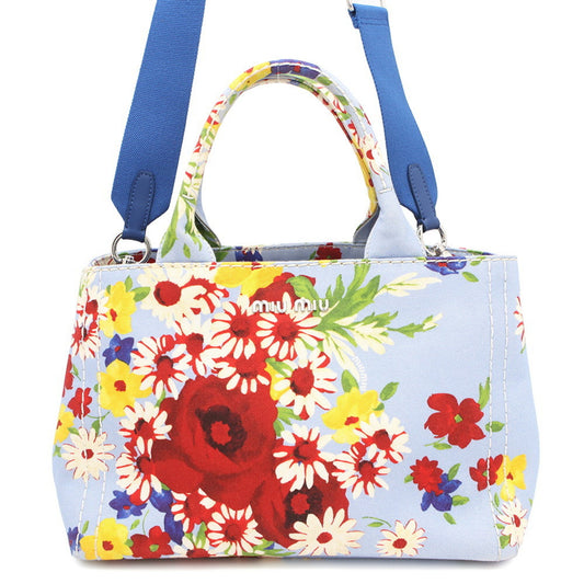 Miu Miu Flower, Blue, Canvas, handbag