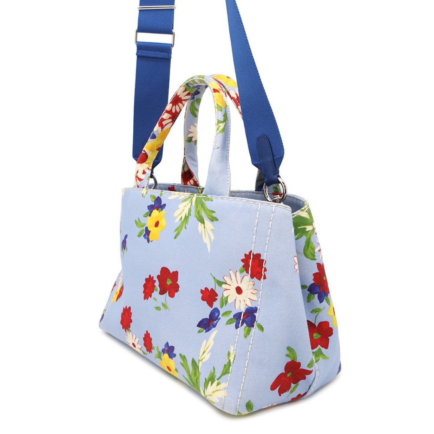 Miu Miu Flower, Blue, Canvas, handbag