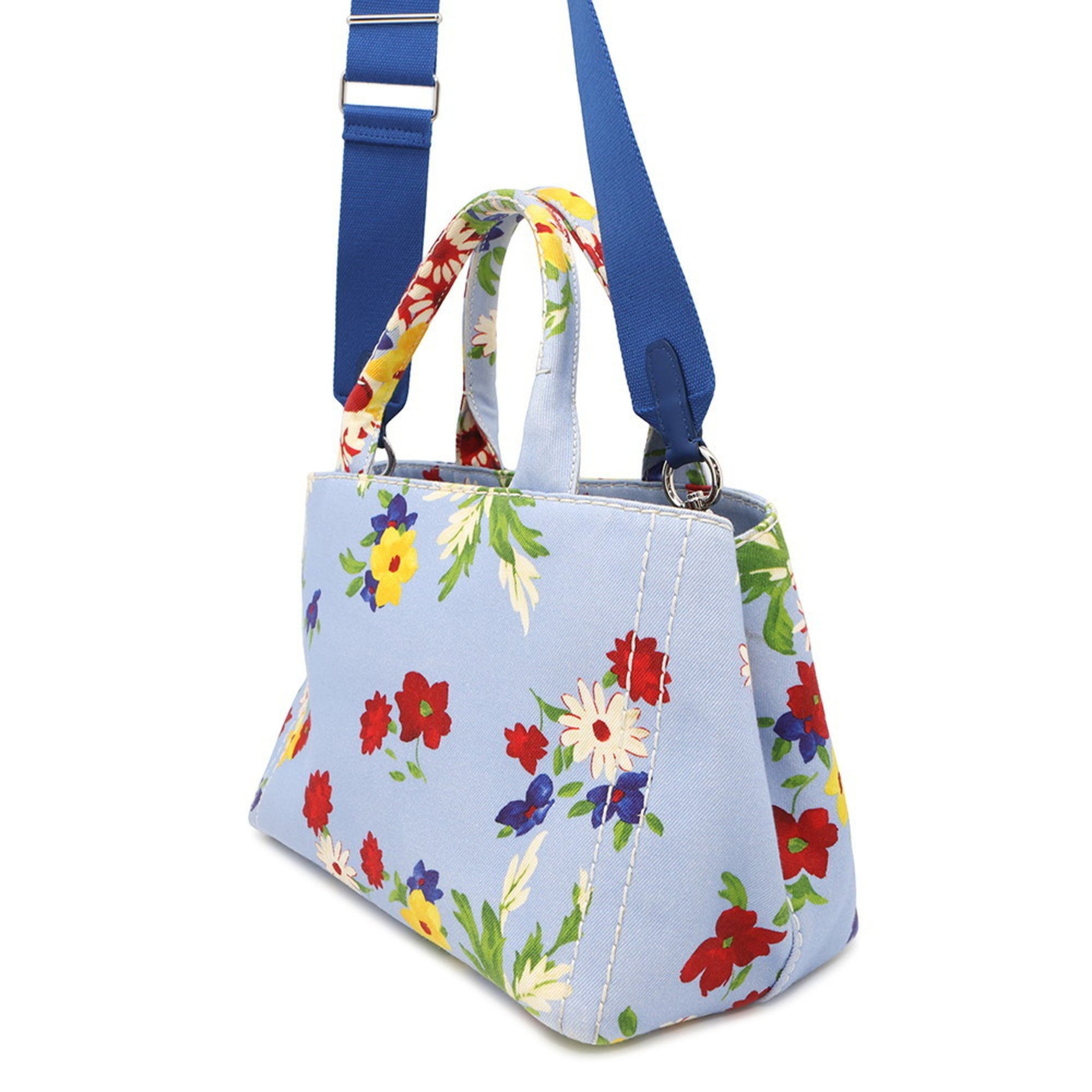 Miu Miu Flower, Blue, Canvas, handbag