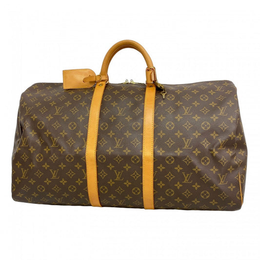 Louis Vuitton Keepall 55, Brown, Canvas, travel