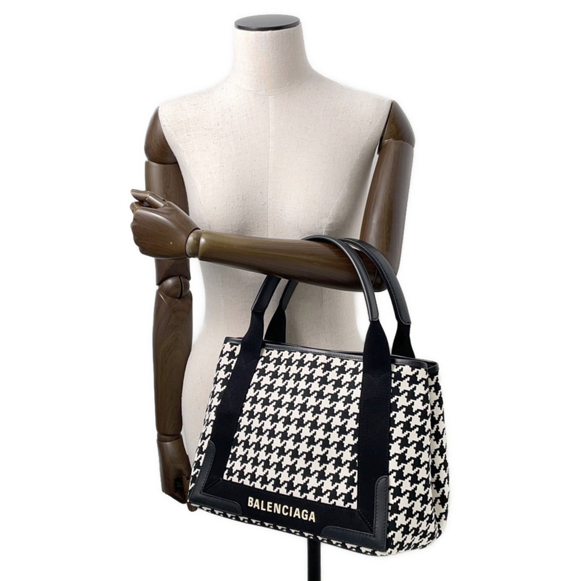 Balenciaga Navy Cabas, Black, "CANVAS, LEATHER", handbag